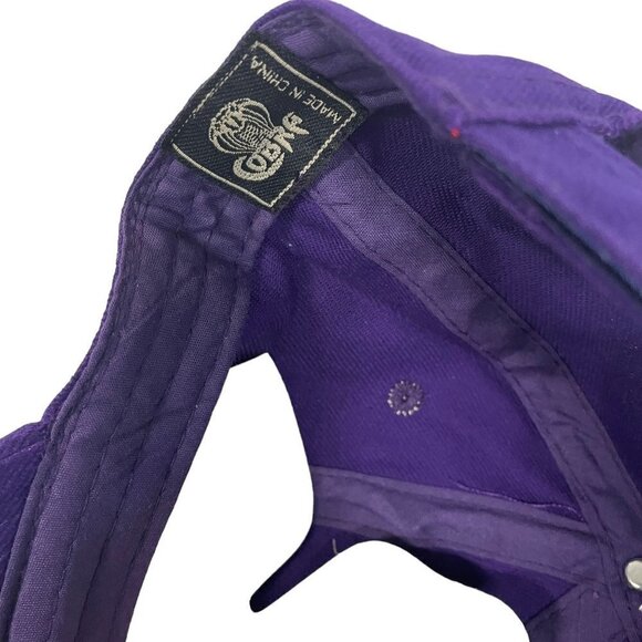 Vintage Cobra Cap Hat Blank Plain Curved Purple Corduroy Hook Loop - Picture 5 of 5